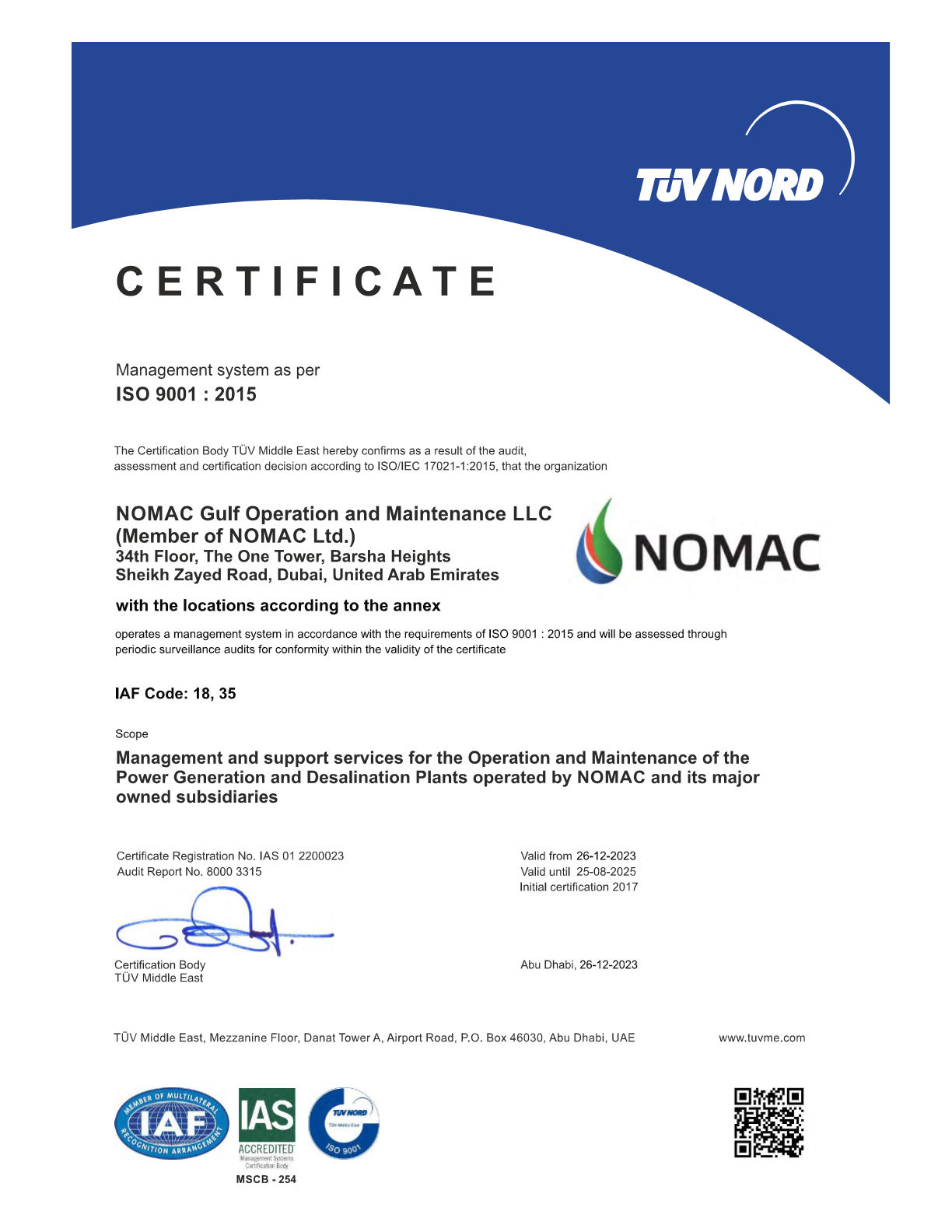 ISO 9001 - NOMAC